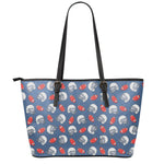 American Football Pattern Print Leather Tote Bag