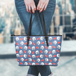 American Football Pattern Print Leather Tote Bag
