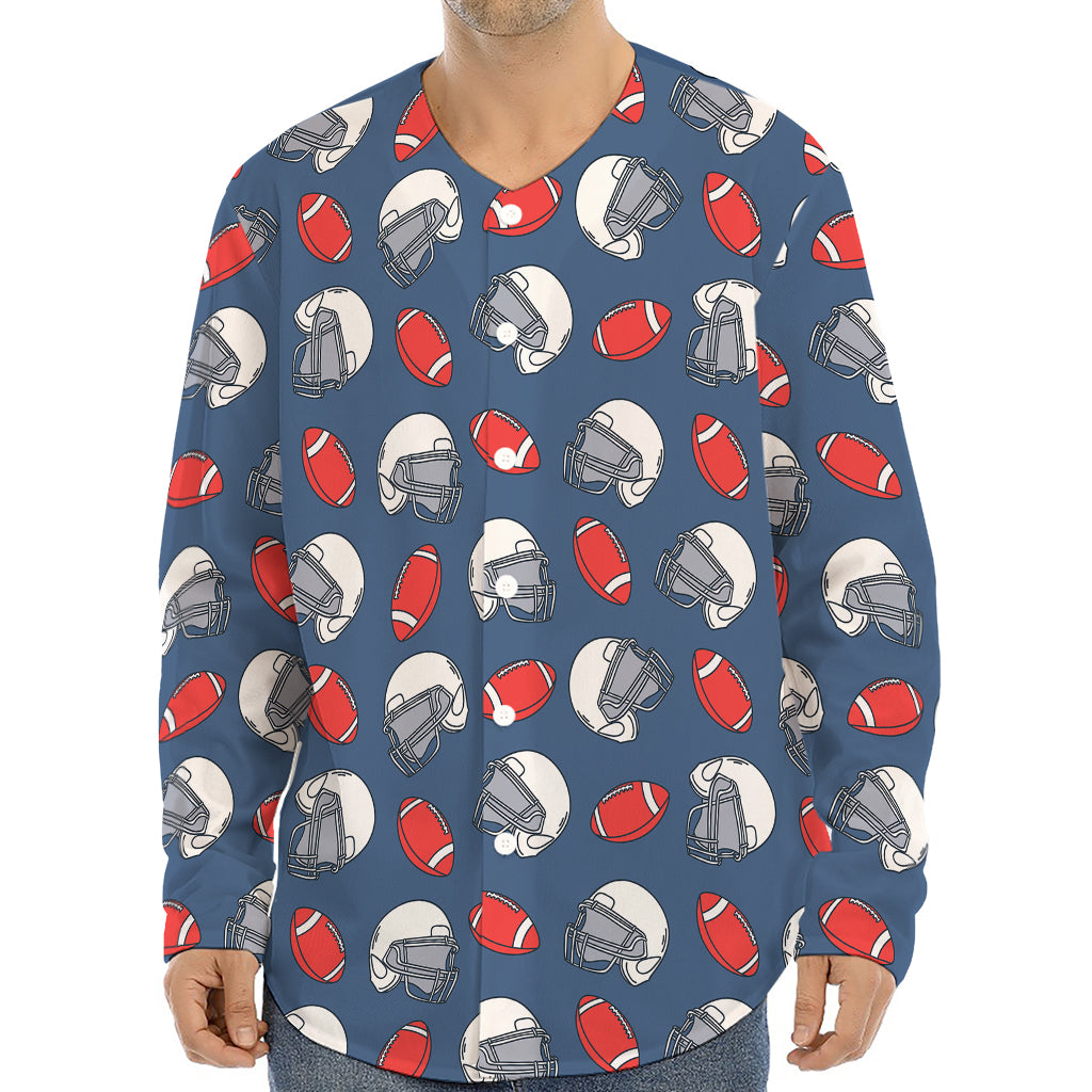 American Football Pattern Print Long Sleeve Baseball Jersey