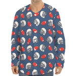 American Football Pattern Print Long Sleeve Baseball Jersey