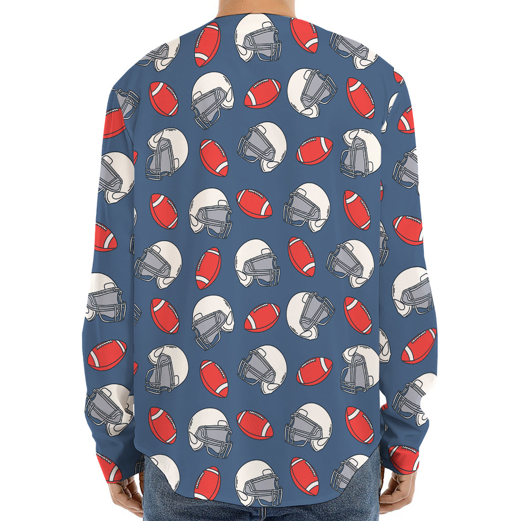 American Football Pattern Print Long Sleeve Baseball Jersey