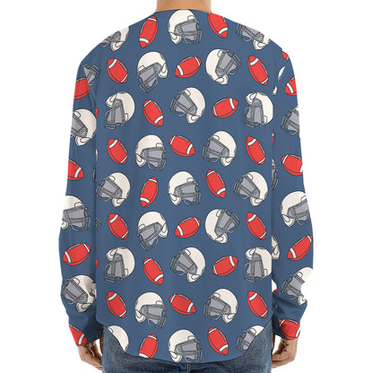 American Football Pattern Print Long Sleeve Baseball Jersey