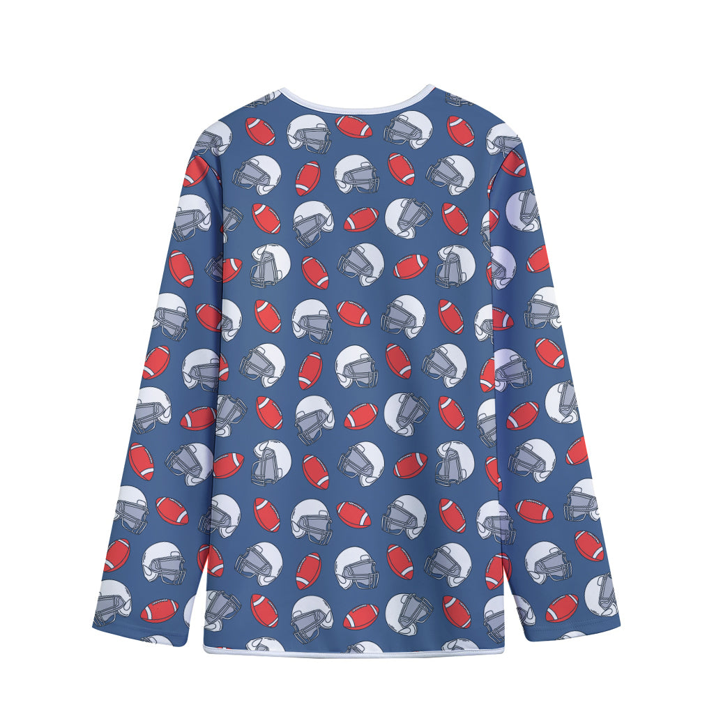 American Football Pattern Print Long Sleeve Short Coat