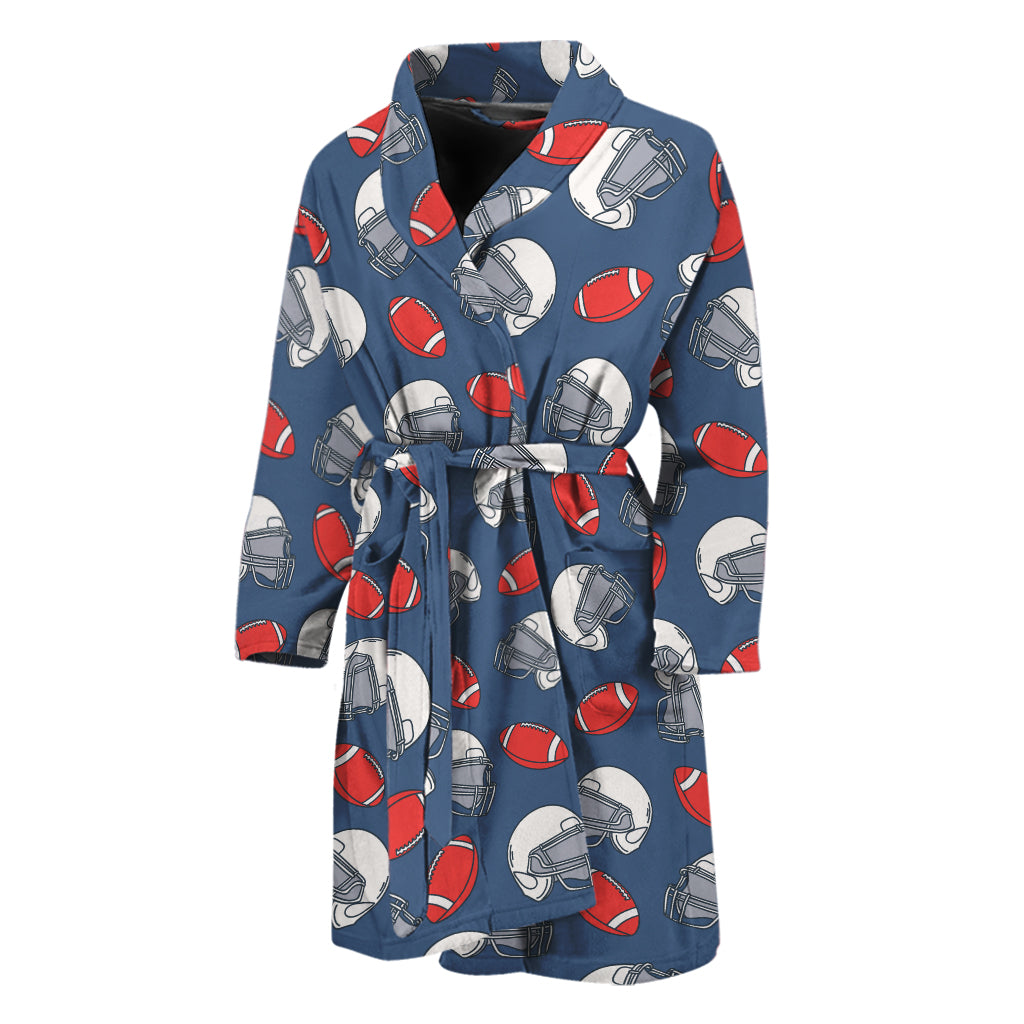 American Football Pattern Print Men's Bathrobe