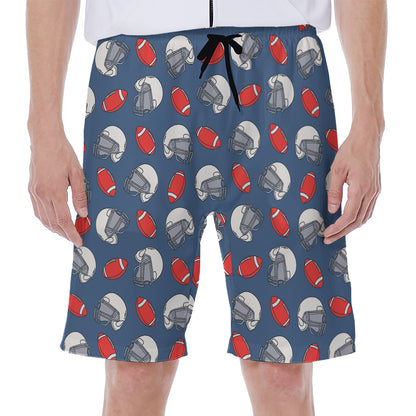 American Football Pattern Print Men's Beach Shorts