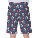 American Football Pattern Print Men's Beach Shorts