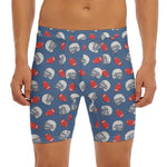 American Football Pattern Print Men's Long Boxer Briefs