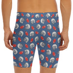 American Football Pattern Print Men's Long Boxer Briefs