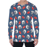 American Football Pattern Print Men's Long Sleeve T-Shirt