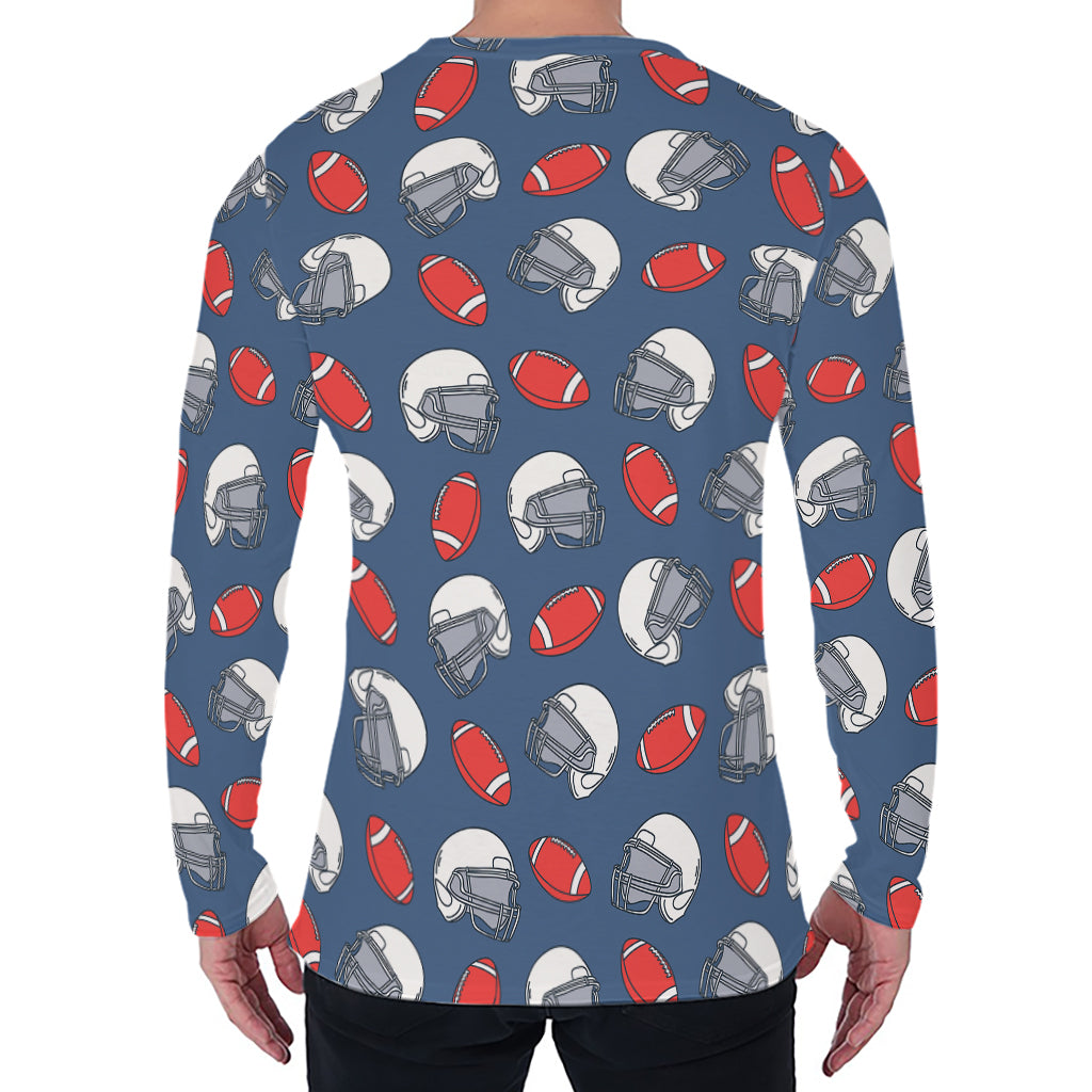 American Football Pattern Print Men's Long Sleeve T-Shirt