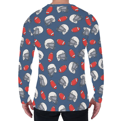 American Football Pattern Print Men's Long Sleeve T-Shirt