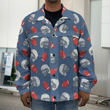 American Football Pattern Print Men's Shirt Jacket