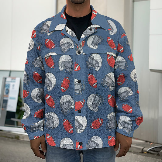 American Football Pattern Print Men's Shirt Jacket