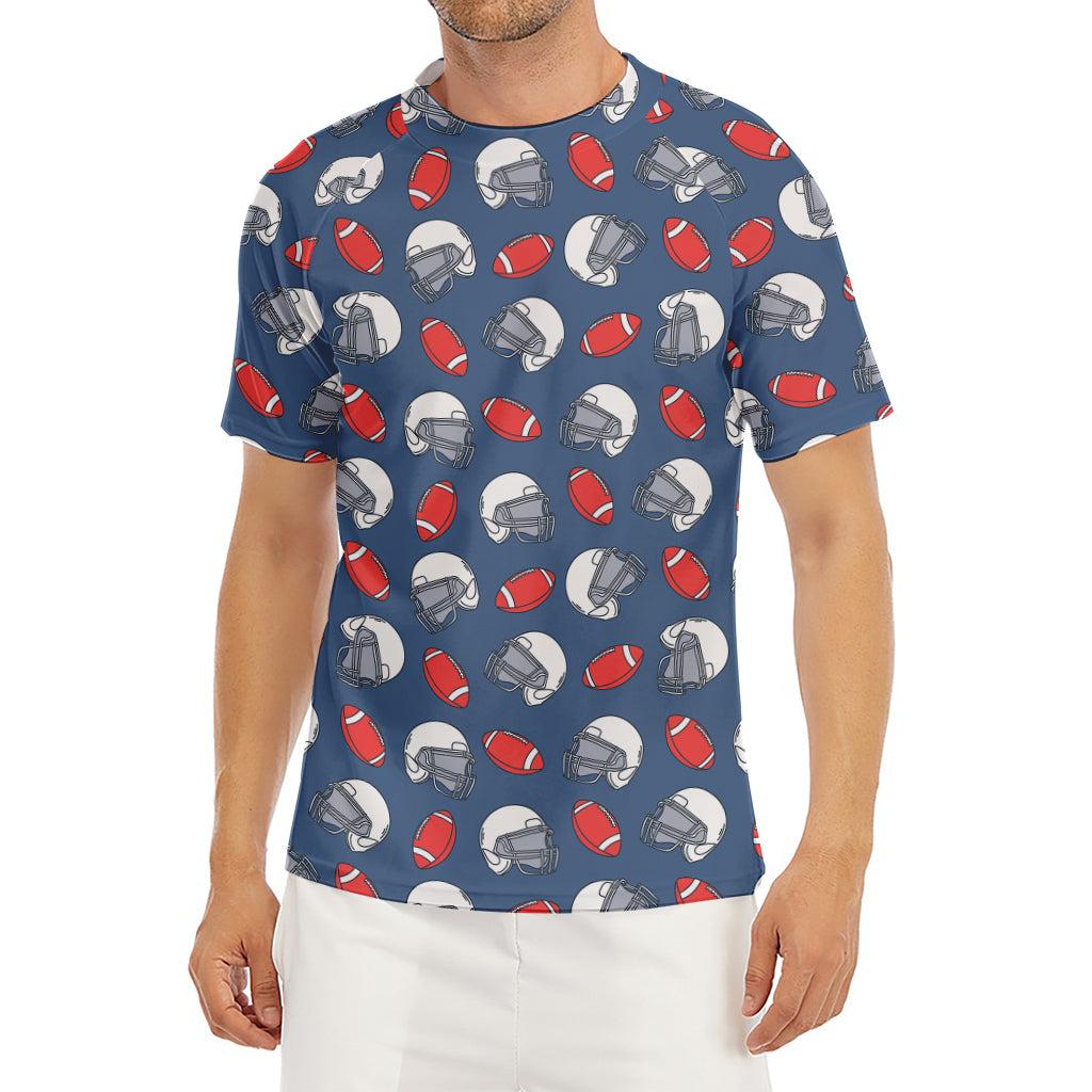 American Football Pattern Print Men's Short Sleeve Rash Guard