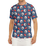 American Football Pattern Print Men's Short Sleeve Rash Guard