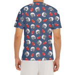 American Football Pattern Print Men's Short Sleeve Rash Guard