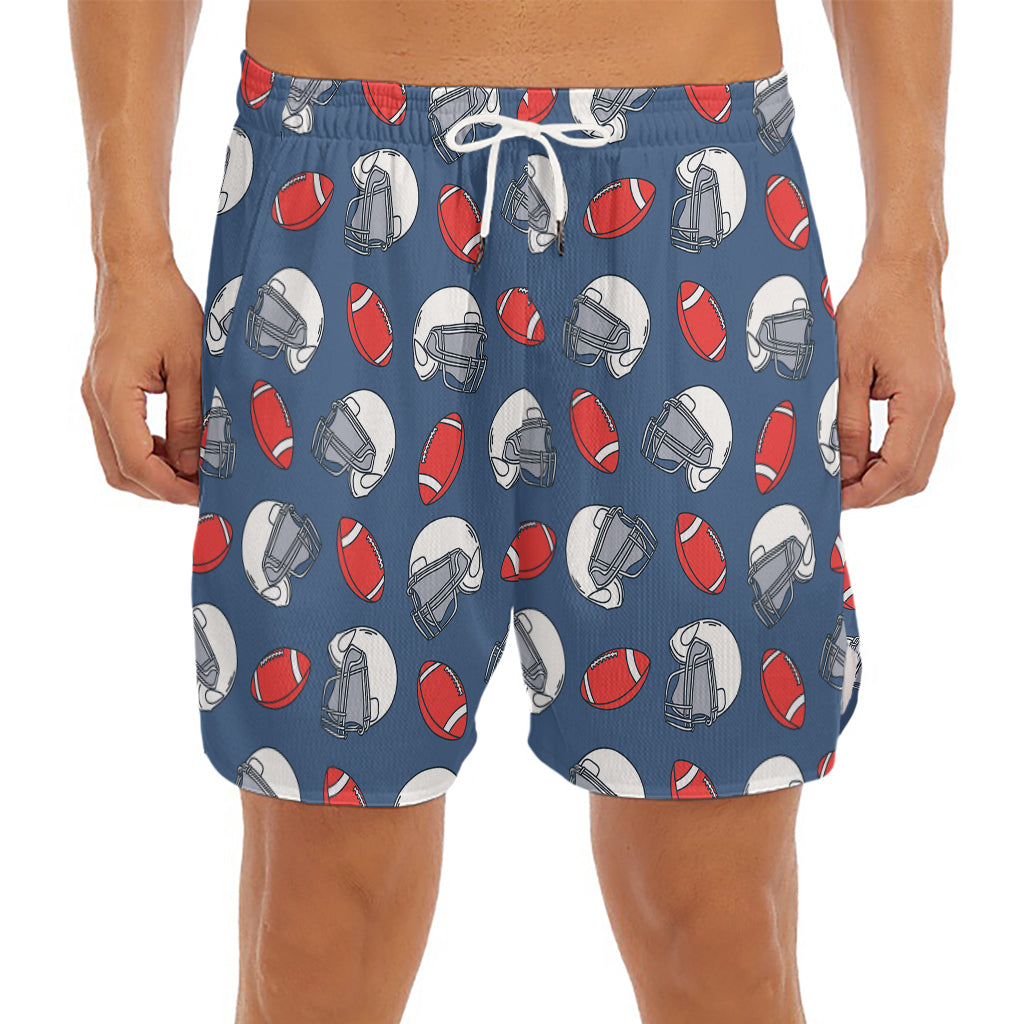 American Football Pattern Print Men's Split Running Shorts