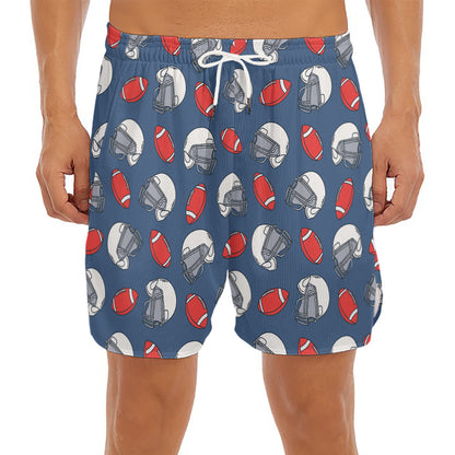 American Football Pattern Print Men's Split Running Shorts