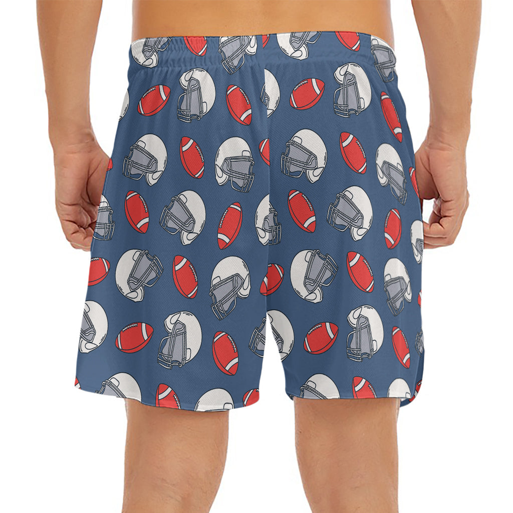 American Football Pattern Print Men's Split Running Shorts