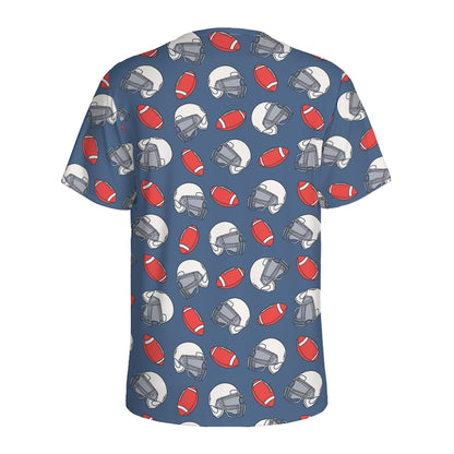 American Football Pattern Print Men's Sports T-Shirt