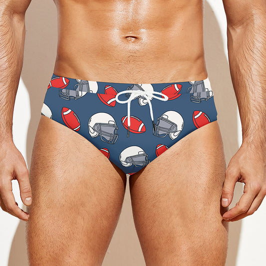 American Football Pattern Print Men's Swim Briefs