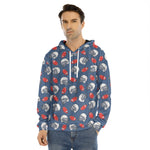 American Football Pattern Print Men's Velvet Pullover Hoodie