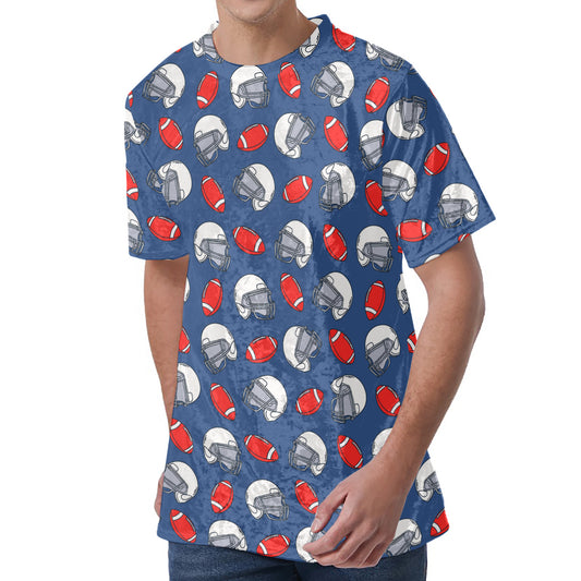 American Football Pattern Print Men's Velvet T-Shirt