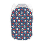 American Football Pattern Print Mesh Laundry Hamper