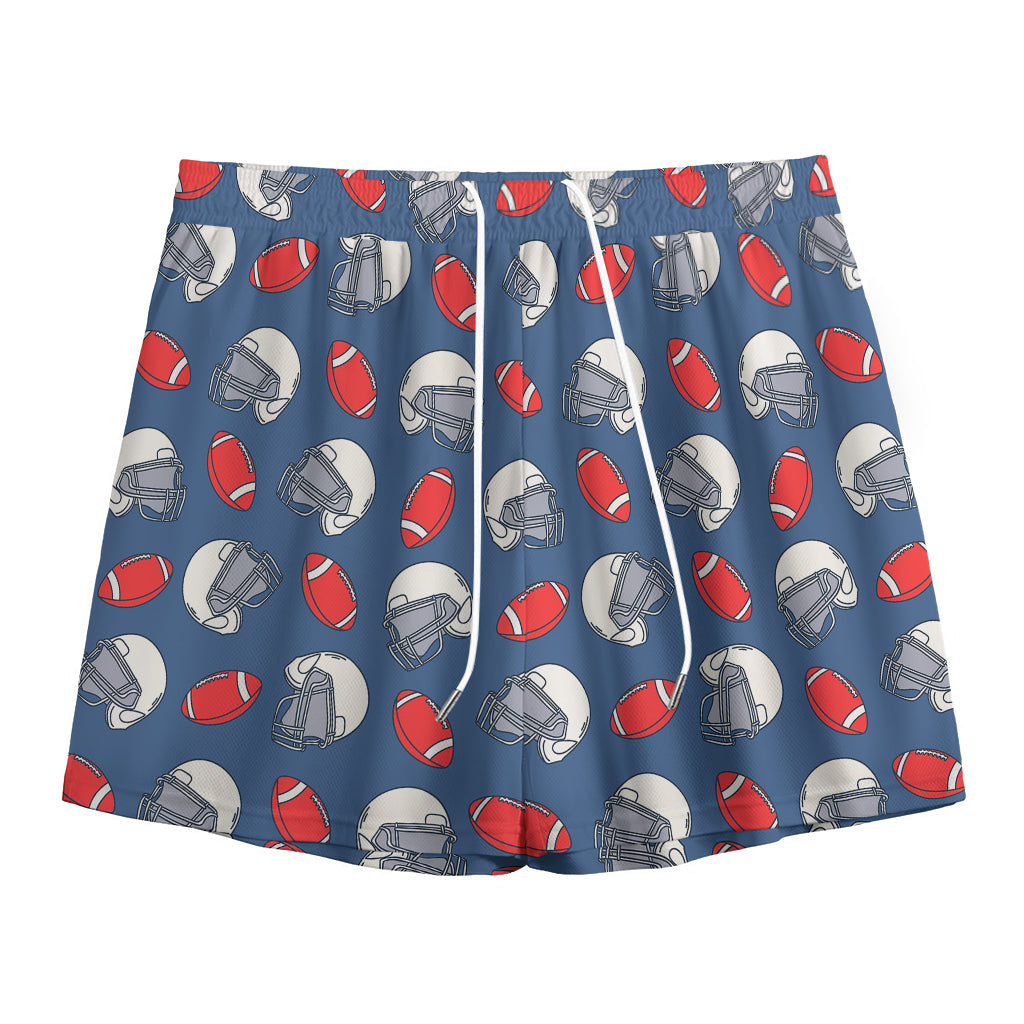 American Football Pattern Print Mesh Shorts