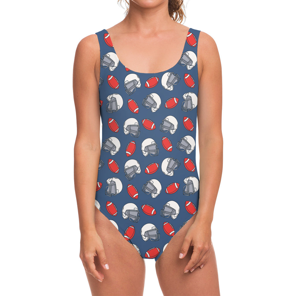 American Football Pattern Print One Piece Swimsuit