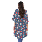 American Football Pattern Print Open Front Beach Cover Up