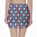 American Football Pattern Print Pencil Mini Skirt