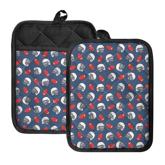 American Football Pattern Print Pot Holders With Pocket