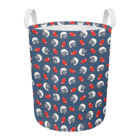 American Football Pattern Print Round Laundry Basket