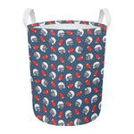 American Football Pattern Print Round Laundry Basket