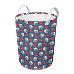 American Football Pattern Print Round Laundry Basket