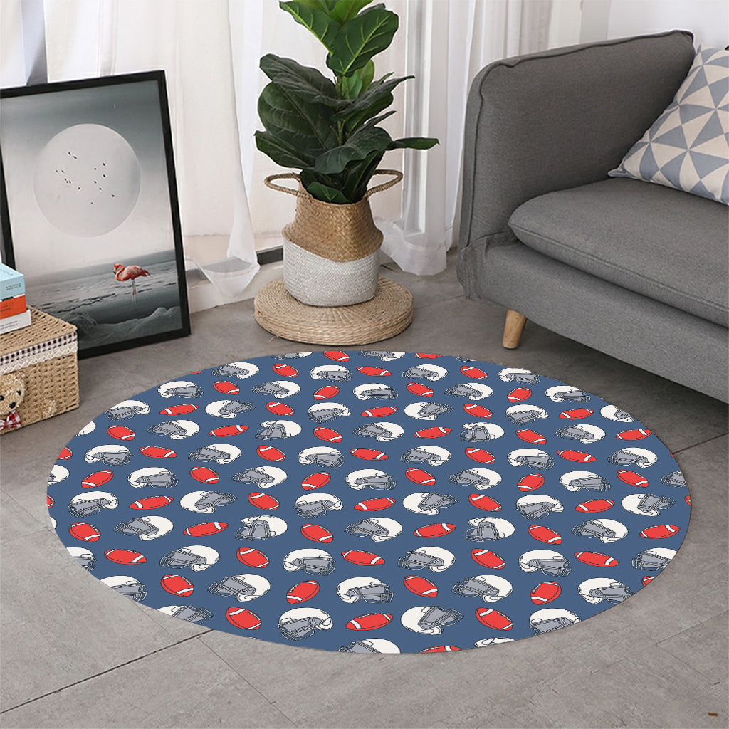 American Football Pattern Print Round Rug