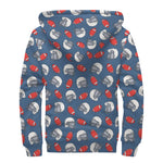 American Football Pattern Print Sherpa Lined Zip Up Hoodie