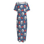 American Football Pattern Print Short Sleeve Long Nightdress