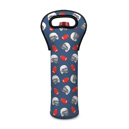 American Football Pattern Print Single Neoprene Wine Tote