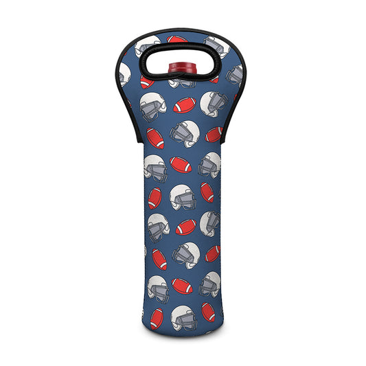 American Football Pattern Print Single Neoprene Wine Tote