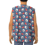 American Football Pattern Print Sleeveless Baseball Jersey