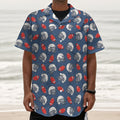 American Football Pattern Print Textured Short Sleeve Shirt