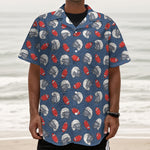 American Football Pattern Print Textured Short Sleeve Shirt