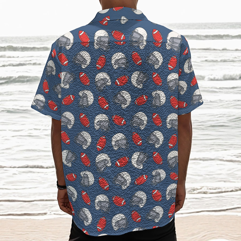 American Football Pattern Print Textured Short Sleeve Shirt