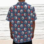 American Football Pattern Print Textured Short Sleeve Shirt
