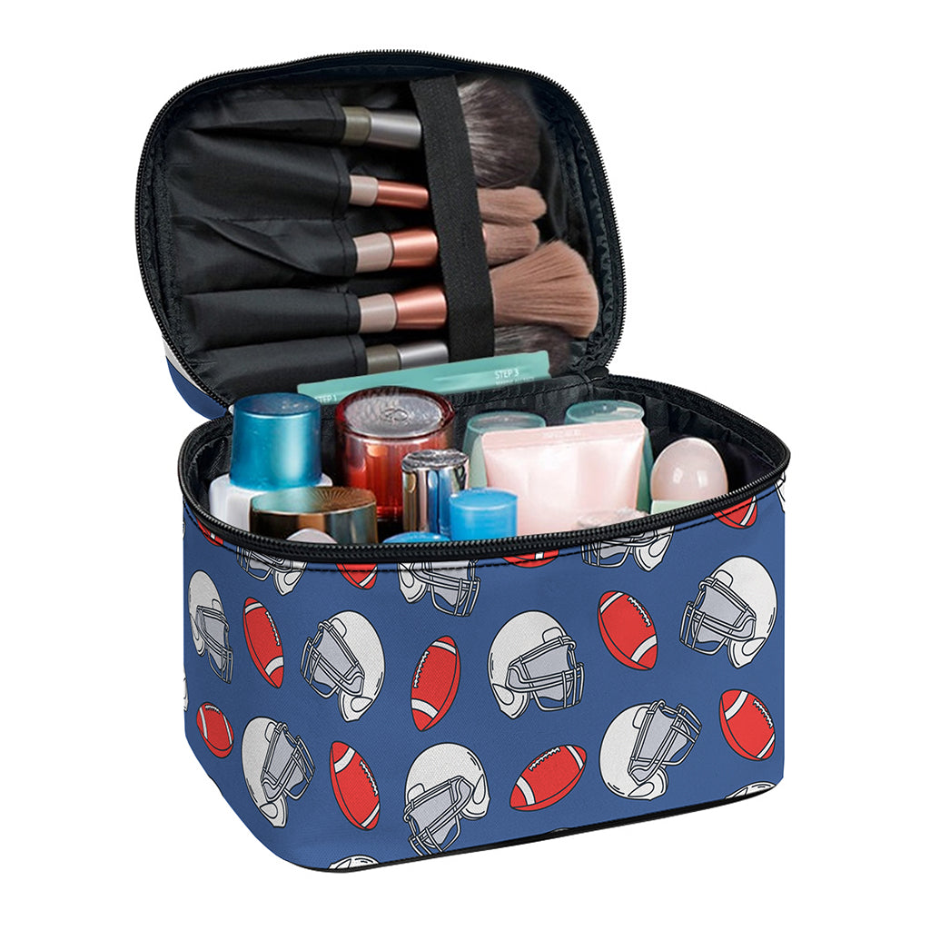American Football Pattern Print Travel Makeup Bag