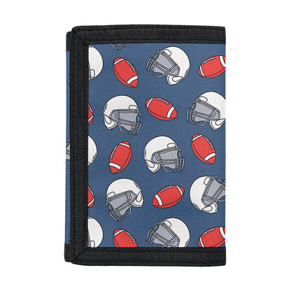 American Football Pattern Print Trifold Wallet