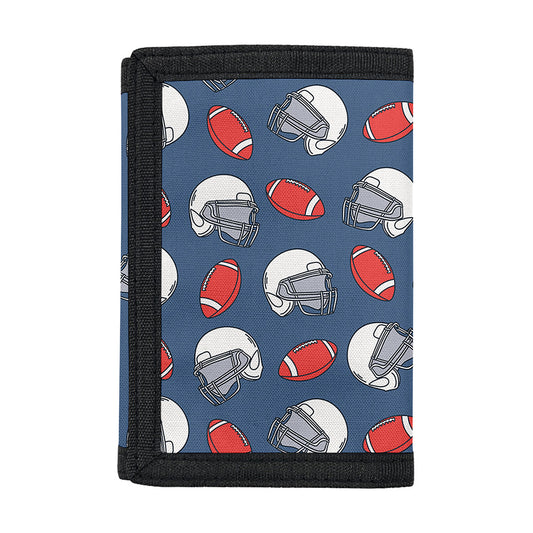 American Football Pattern Print Trifold Wallet