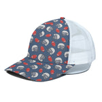 American Football Pattern Print White Mesh Trucker Cap